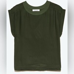 Frame FRAME Washable Oversized Silk Tee Women's Olive Green Top